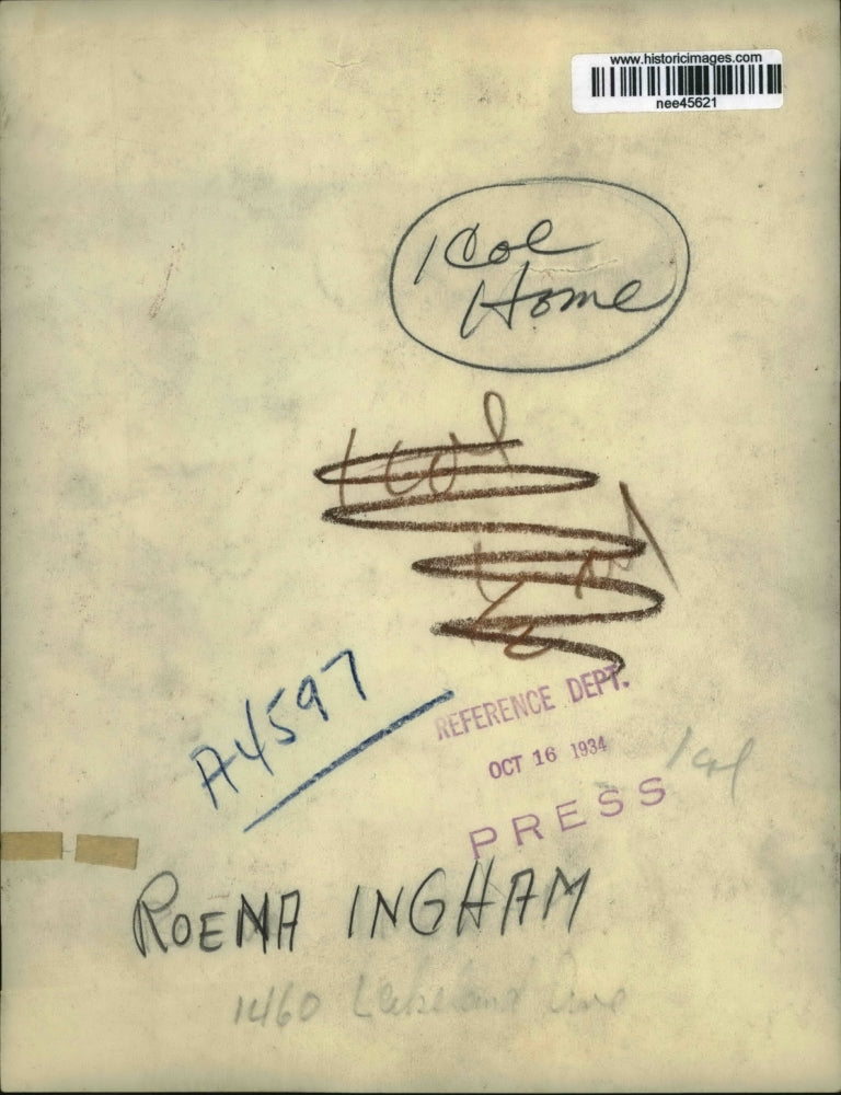 1934 Press Photo Roena Ingham