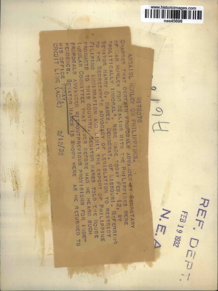 1932 Press Photo Senator Hawes Shown as he returned to his office in Missouri