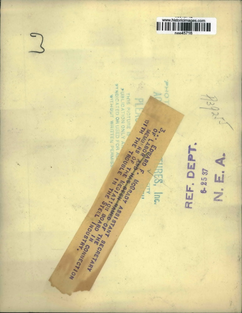 1937 Press Photo Edward F McGrady, Assistant Secretary of Labor. - nee45716