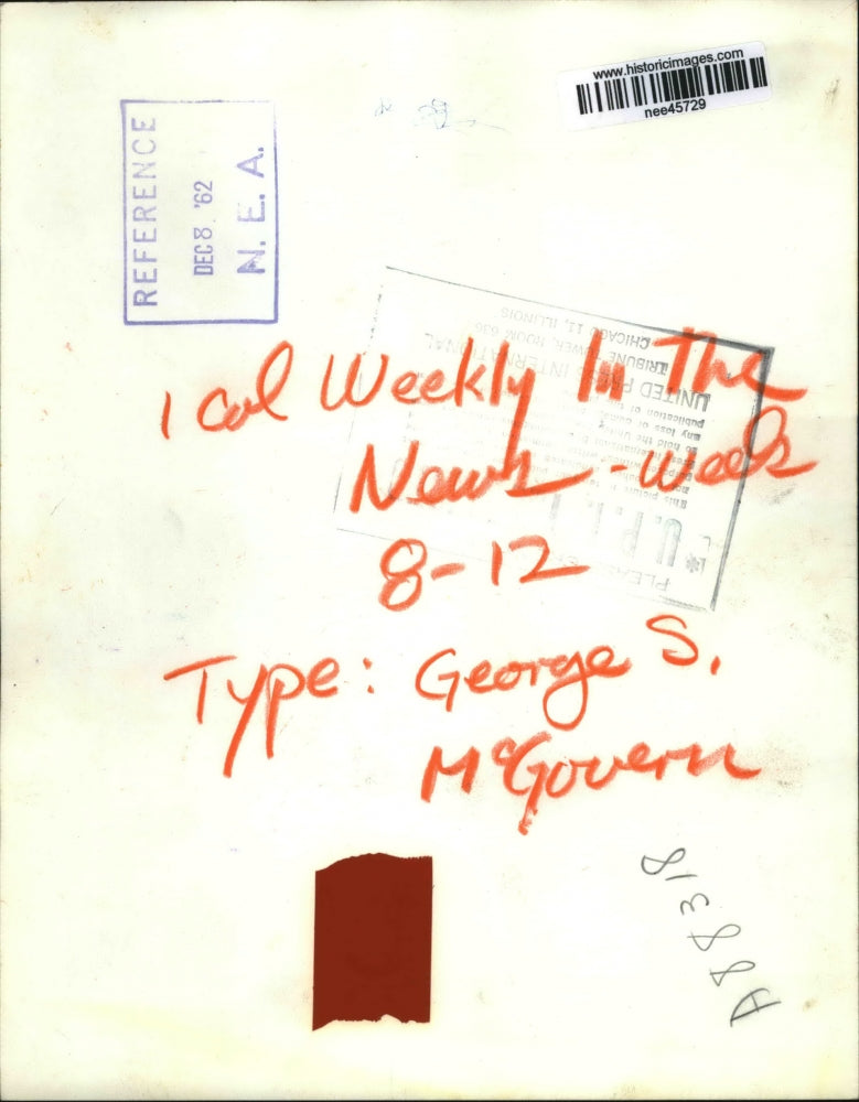 1962 Press Photo of a file photo of George S. McGovern. - nee45729
