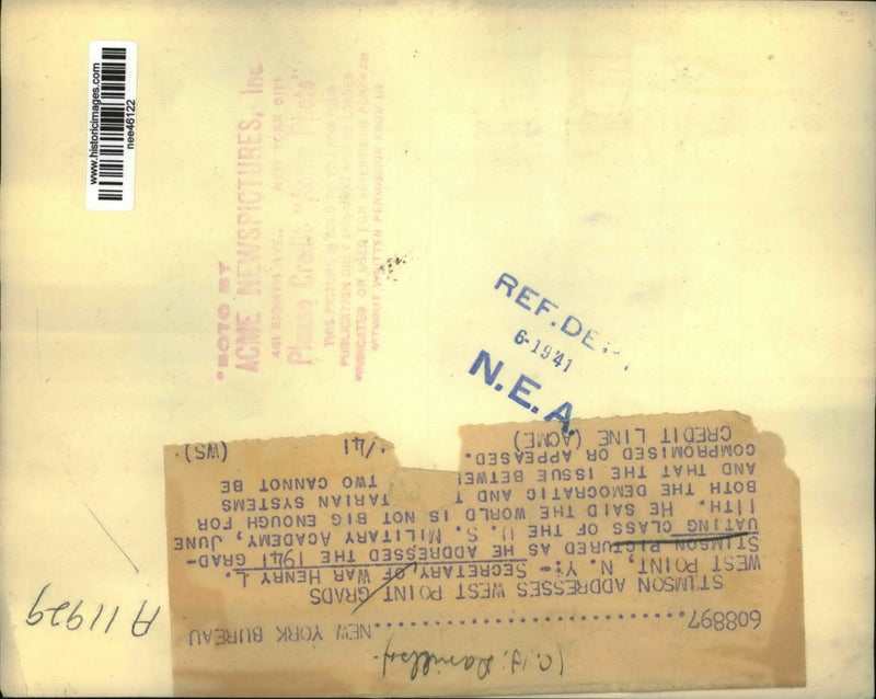Load image into Gallery viewer, 1941 Press Photo War Secretary Henry L. Stimson Addresses West Point Graduates
