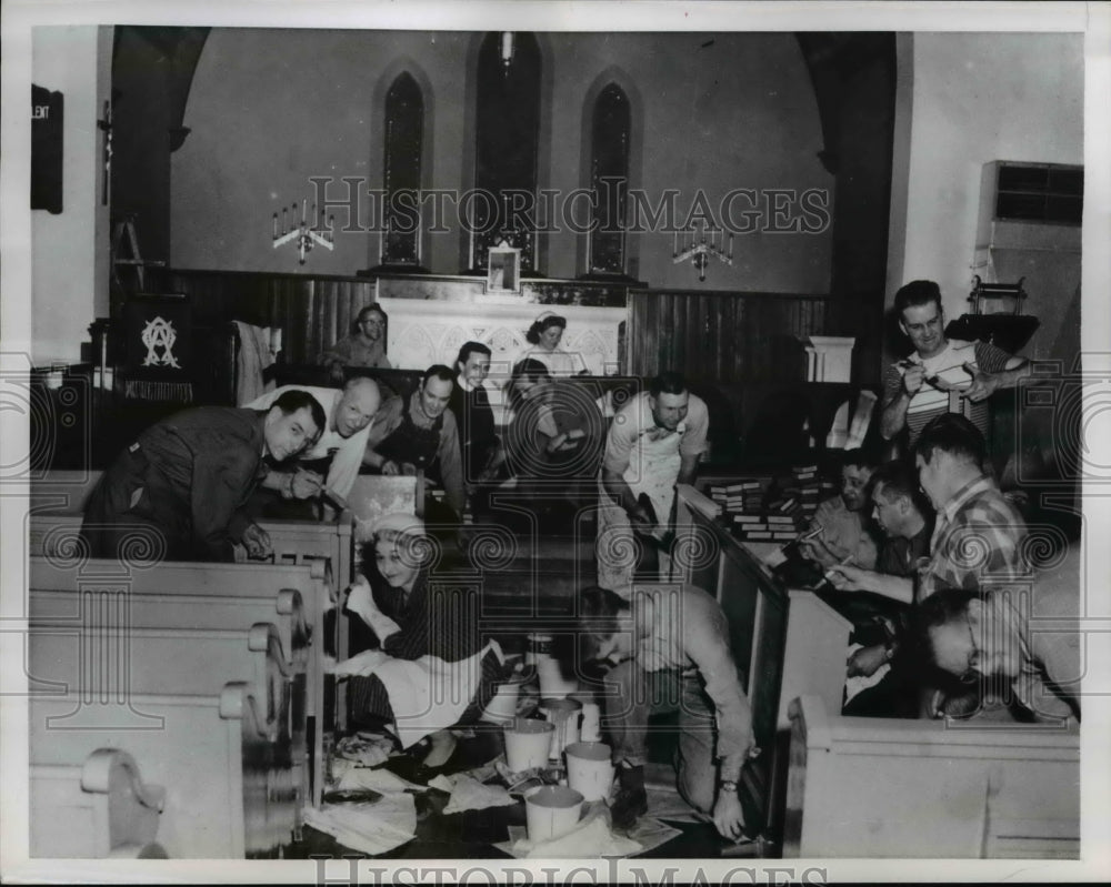 1956 Press Photo Scene of Margarets wedding , Trinity Episcopal Church.