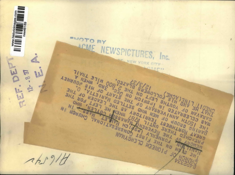 1937 Press Photo Sign on First Congregational Church in Hamilton - nee46189