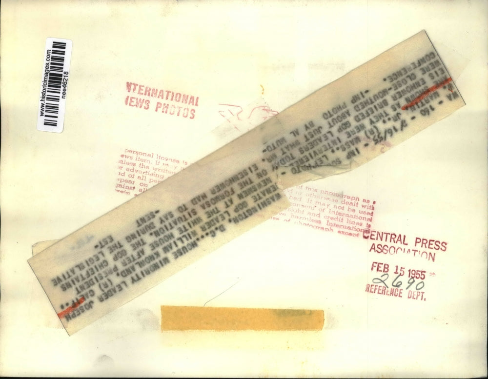 1955 Press Photo of Rep Joseph W. Martin R-MA and Sen William F. Knowland R-CA