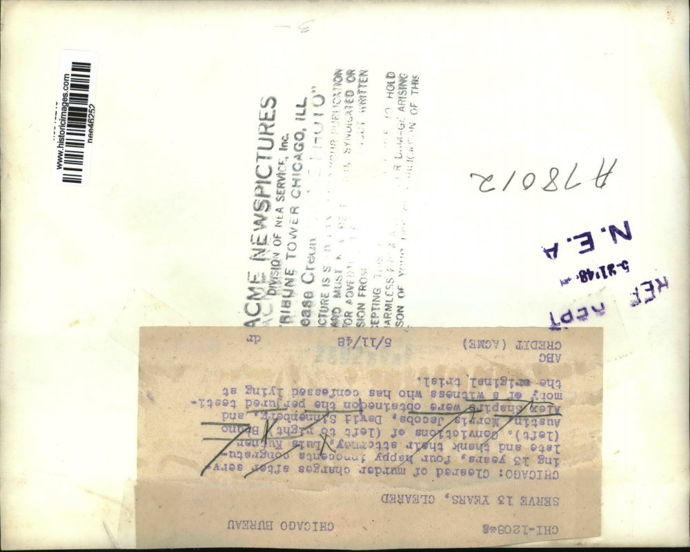 1948 Press Photo Cleared of Murder Charges Austin, Jacobs, Sinneneberg & Shapiro