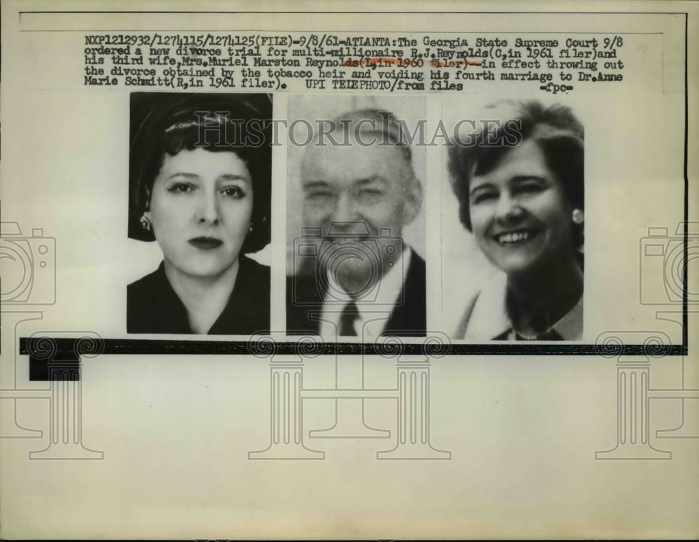 1961 Press Photo Atlanta, GA divorce trial for R J Reynolds and Marston Reynolds