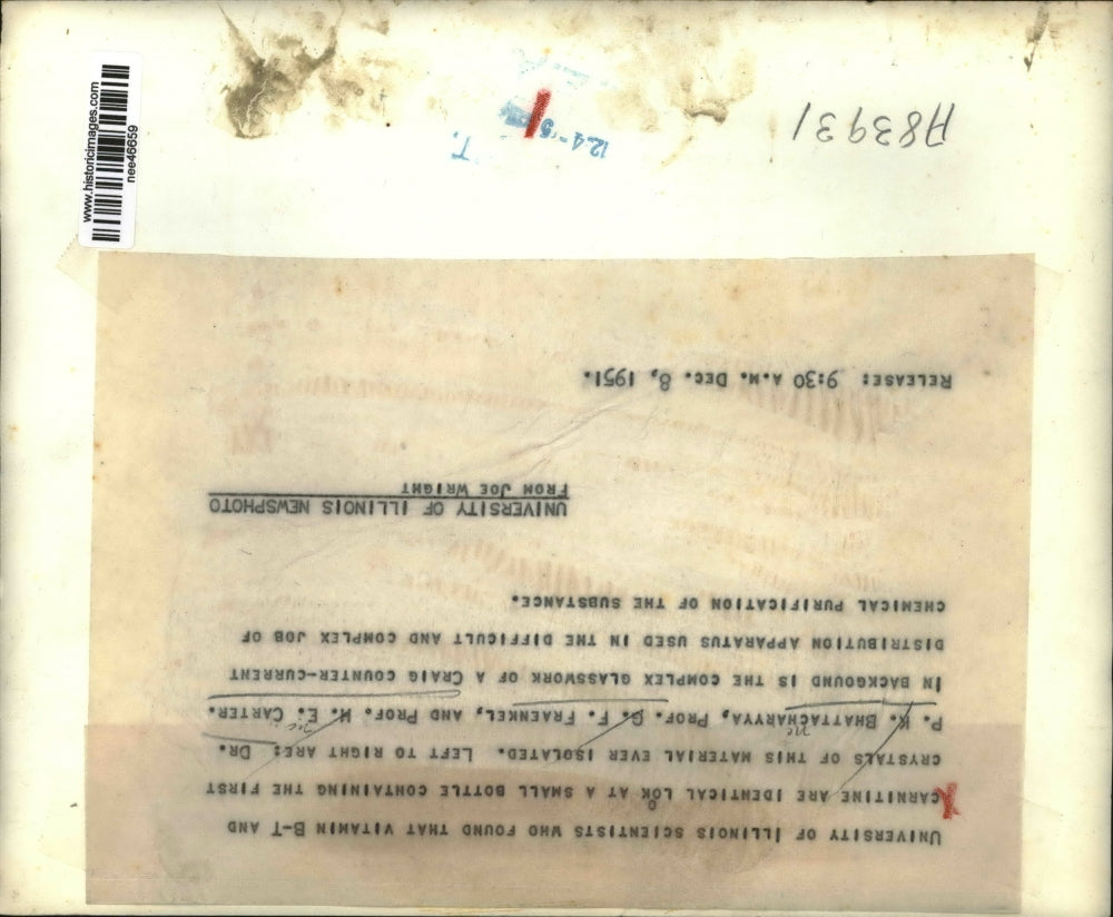 1951 Press Photo Dr. Pk Hattacharyya, Prof. G.F. Fraekkel, Prof. H.E. Carter