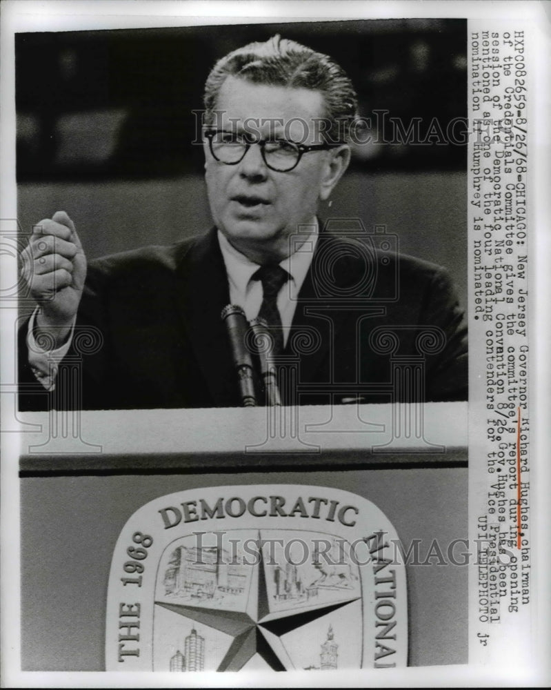 1968 Press Photo Chicago New Jersey Gov. Richard Hughes, Chairman of Credentials