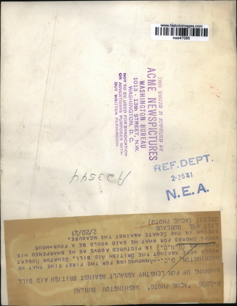 1941 Press Photo Senator Robert Reynolds - nee47085