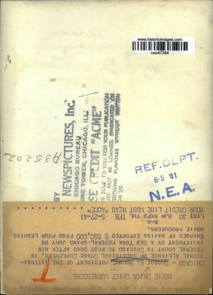 1941 Press Photo George E. brown Indictment NY Federal Grand Jury Charges