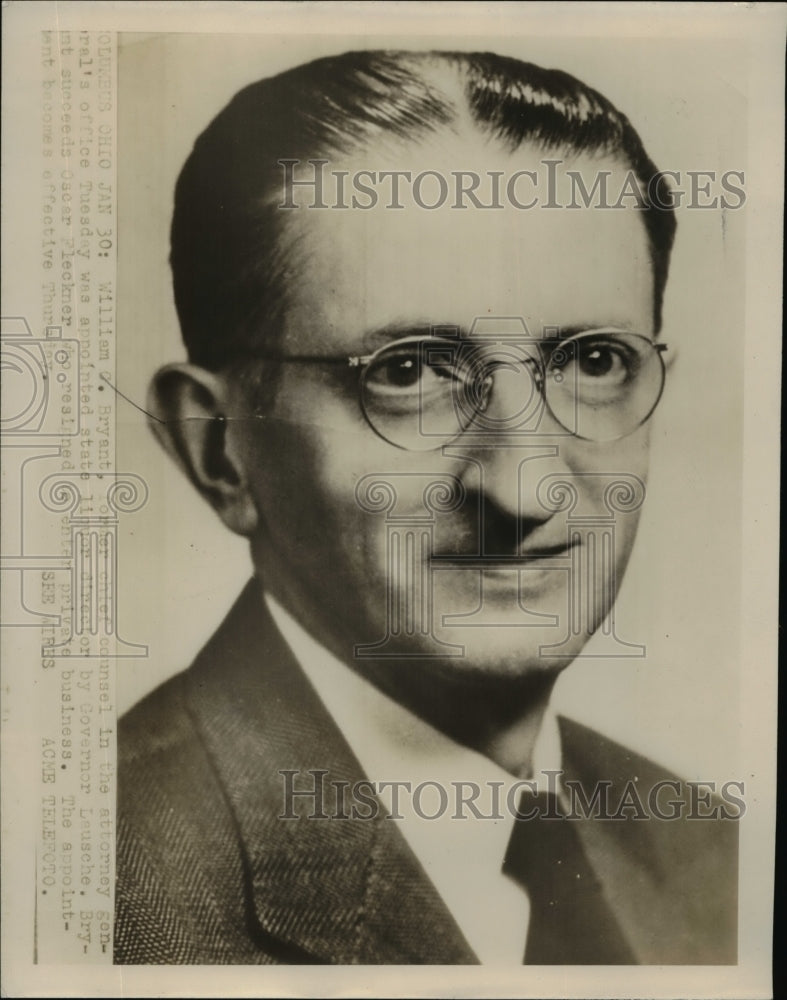 1951 Press Photo of William G. Bryant chief counsel in the Attorney Generals