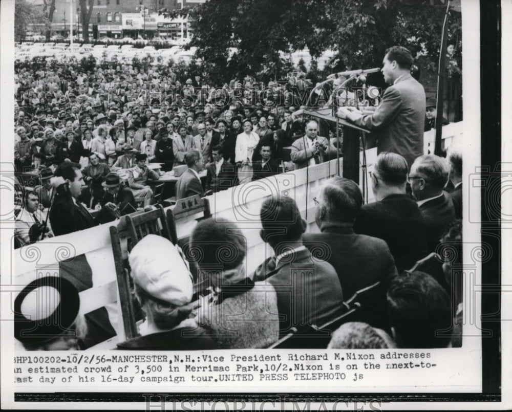 1956 Press Photo VP Richard Nixon @ Merrimac Park campaigning for President