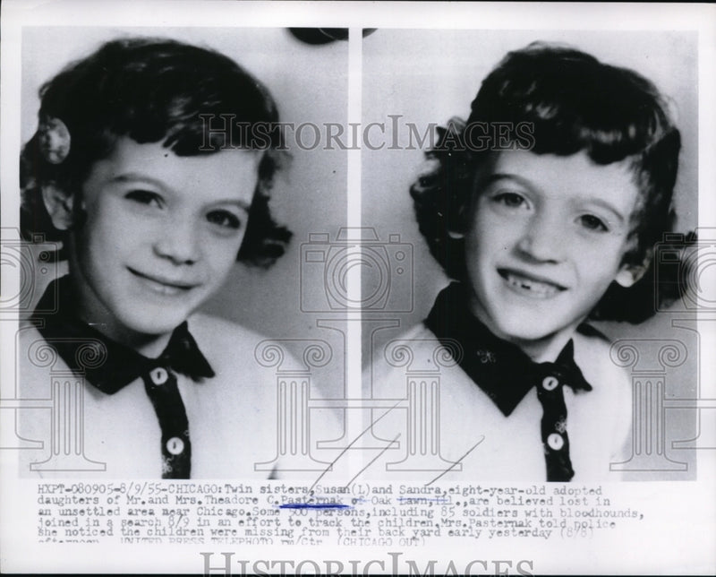 Load image into Gallery viewer, 1955 Press Photo Twin Sisters Susan, and Sandra adopted daughters of Mr. and Mrs
