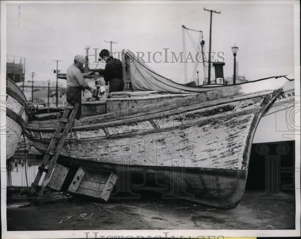 1941 Press Photo Nick Tamato, and Nick Jr. San Franicsco fishing fleet