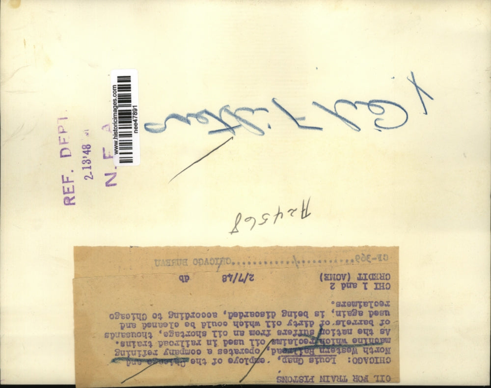 1948 Press Photo Chicago Louis Gnap, employee of Chicago and Northwestern RR