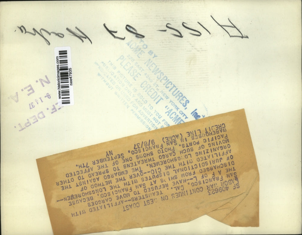 1937 Press Photo A F of L Labor war San Franisco, California