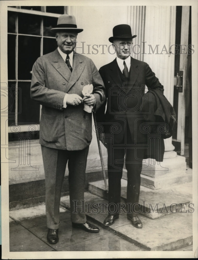 1929 Press Photo Sir Henry W. Thronton,Robert P. Lamont Visit White House,