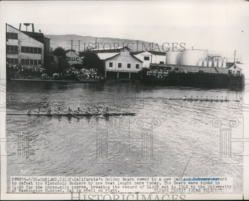 Load image into Gallery viewer, 1951 Press Photo Oakland California Golden Bears Boat Rowing Oakland Eatuary
