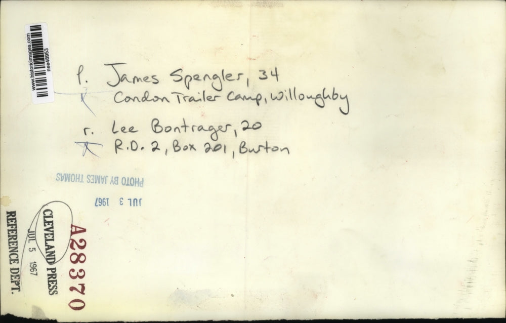 1967 Press Photo James Spengler and Lee Bontrager with dog. - nee48953