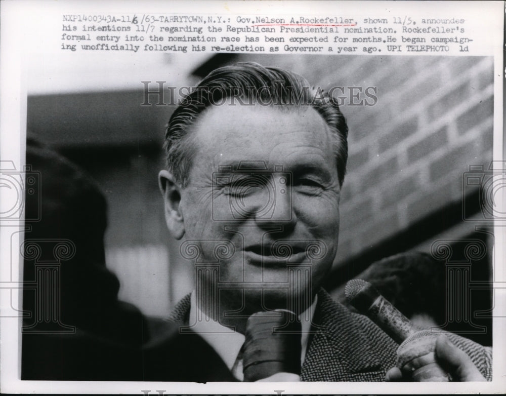 1963 Press Photo Tarrytown, NY Nelson A Rockefeller - nee48982