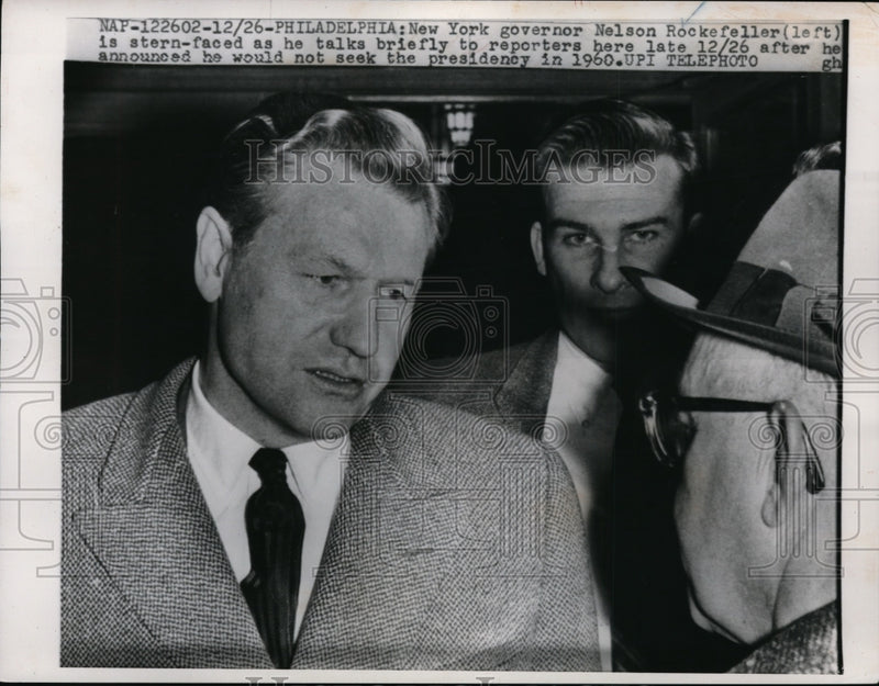 Load image into Gallery viewer, 1959 Press Photo Gov. Rockefeller Tells Reporters He Will Not Seek Presidency
