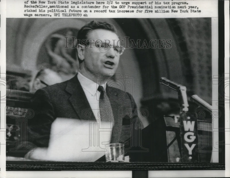 Load image into Gallery viewer, 1959 Press Photo Gov. Nelson Rockefeller Urges Support of His Tax Program
