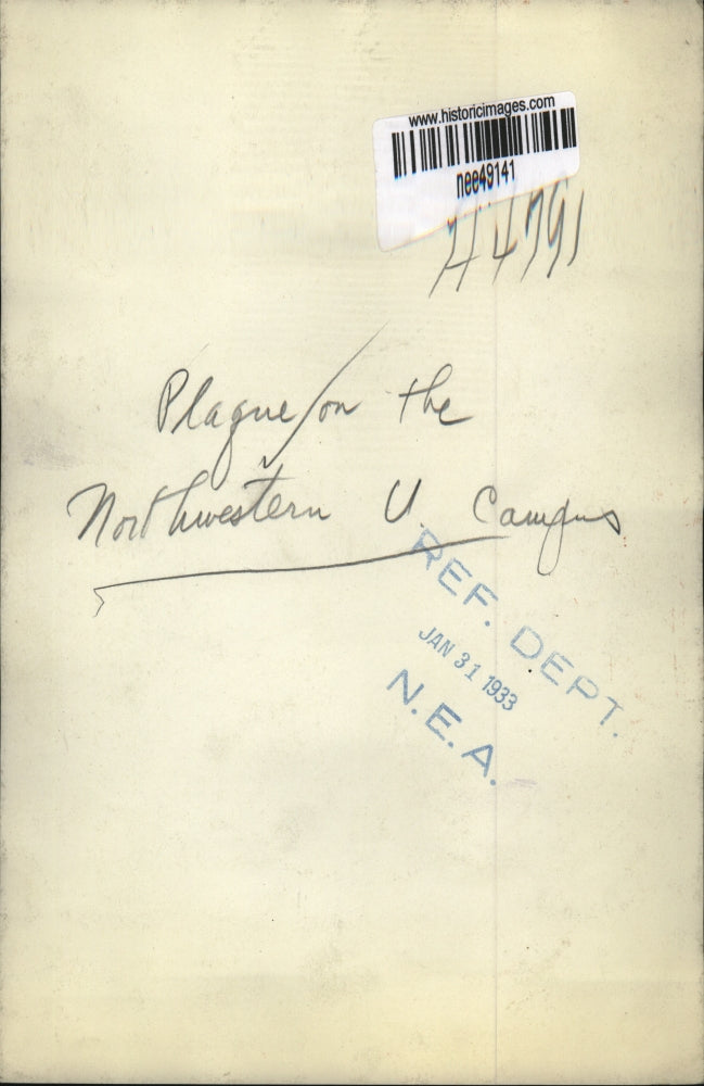 1933 Press Photo Northwestern University Plaque - nee49141