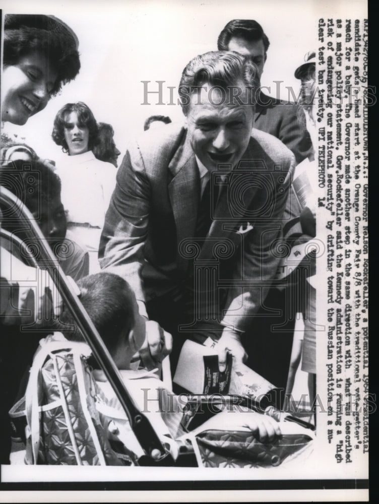 Load image into Gallery viewer, 1962 Press Photo Gov. Nelson Rockefeller Orange County Fair New York
