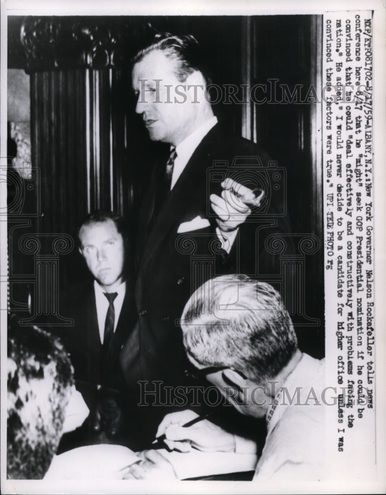 1959 Press Photo NY Gov Nelson Rockefeller GOP Presidential Nomination