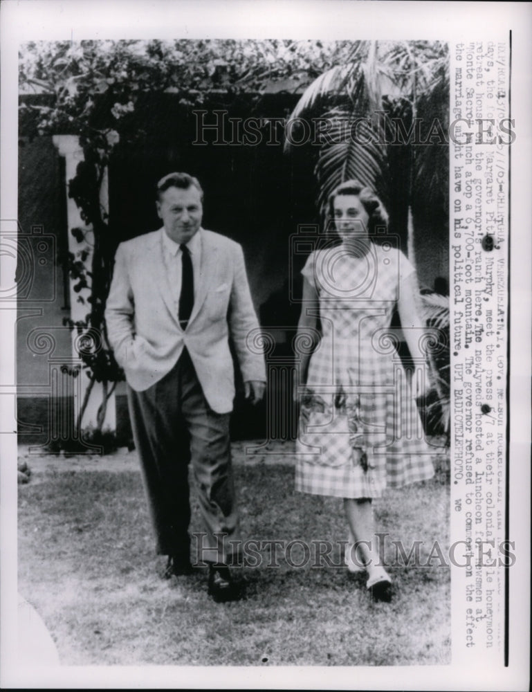 1963 Press Photo Gov. Nelson Rockefeller and wife Margaret Murphy at Venezuela.