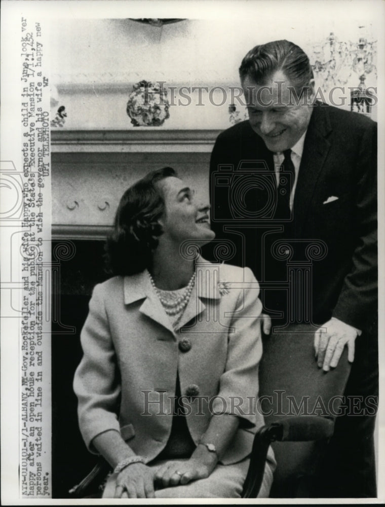 Load image into Gallery viewer, 1964 Press Photo Governor Rockefeller with Wife at State's Executive Mansion NY

