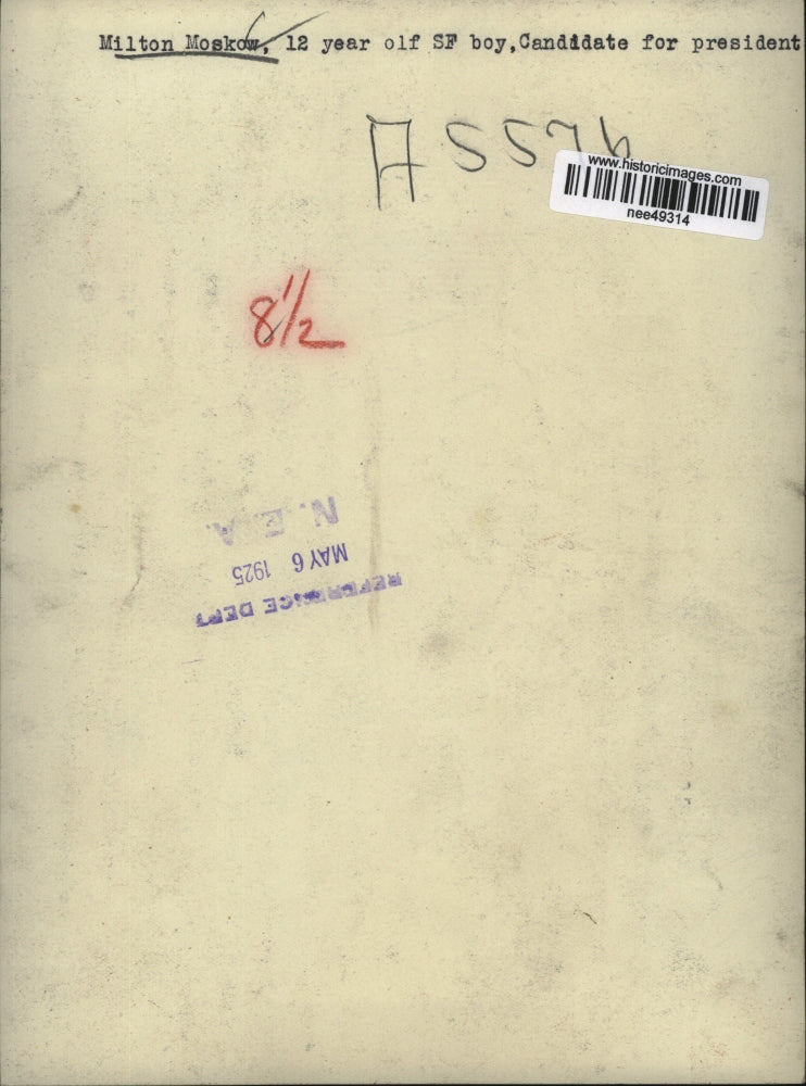 1925 Press Photo MIlton Moskow Candidate Candidate For President - nee49314