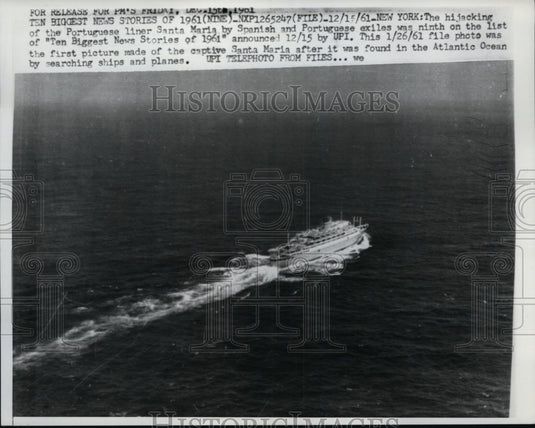 1961 Press Photo Liner Santa Maria found in Atlantic Ocean after captive.