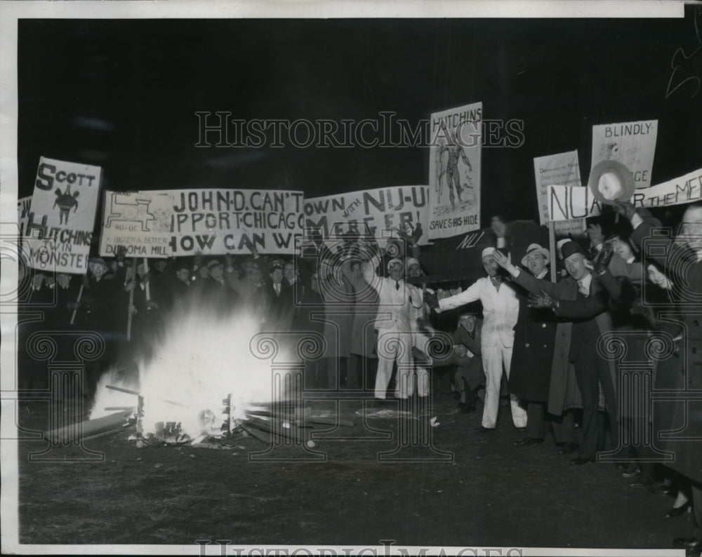 1933 Press Photo Evanston Ill NW Univ McKinlock campus demonstration- Historic Images