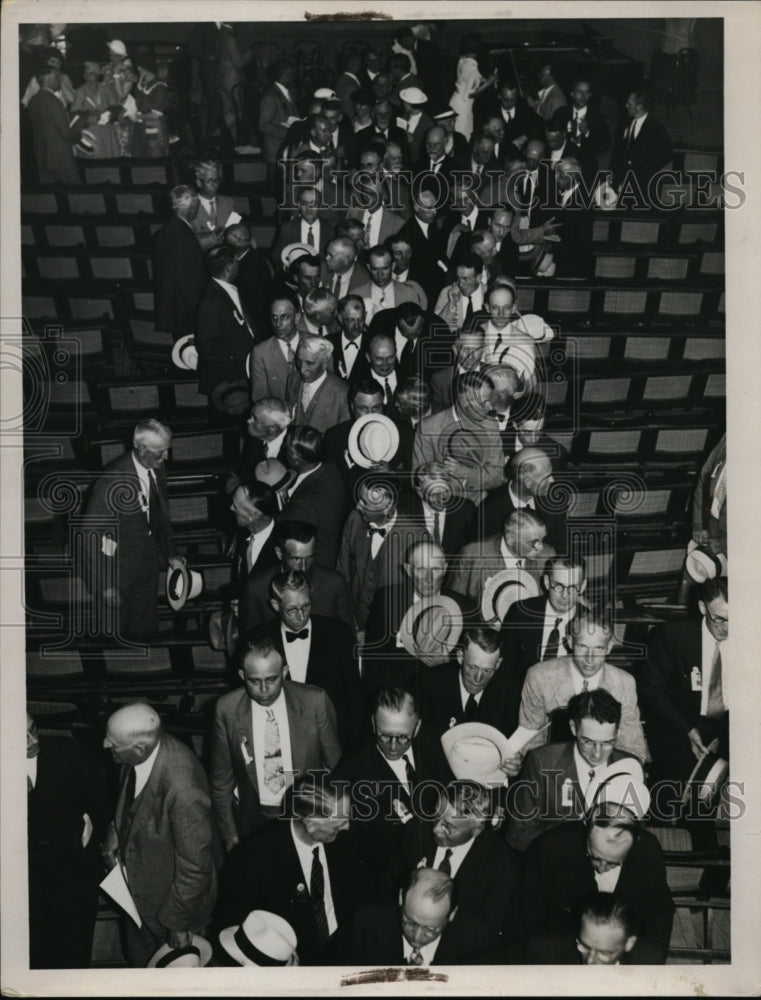 1935 Press Photo Lutherans leave convention service at Public Hall - nee50197