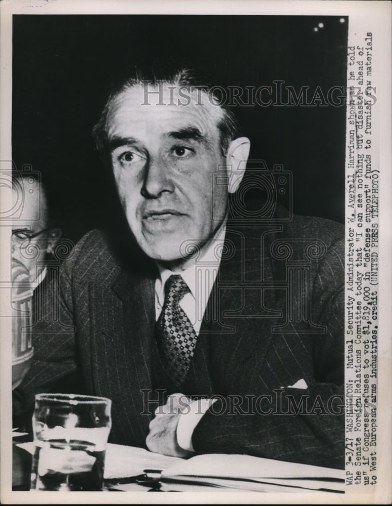 1952 Press Photo National Security Administrator W Averell Harriman - nee50333