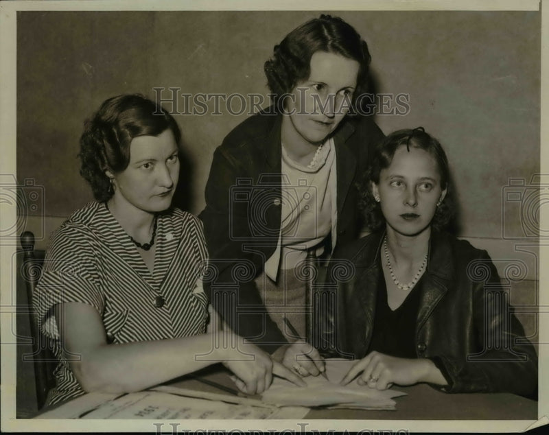 Load image into Gallery viewer, 1934 Press Photo Letha Payne, Ida Mason, Ann Vera women on strike - nee50495
