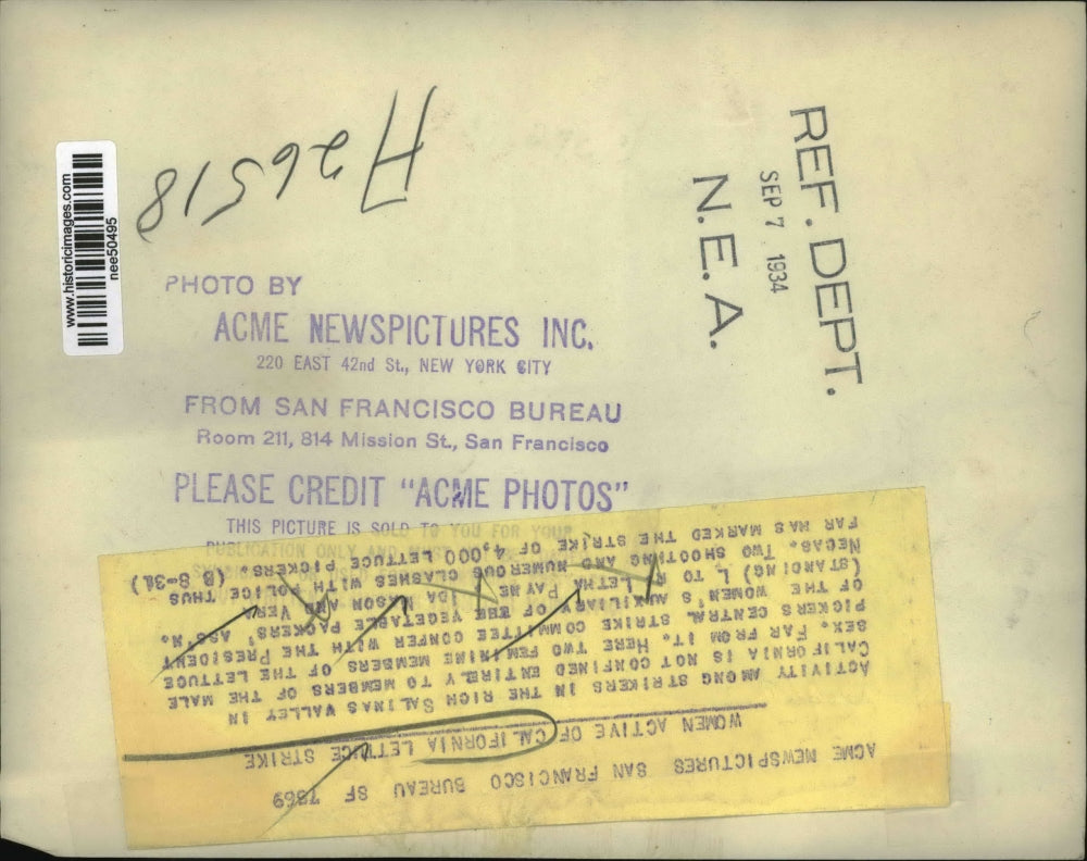 1934 Press Photo Letha Payne, Ida Mason, Ann Vera women on strike - nee50495