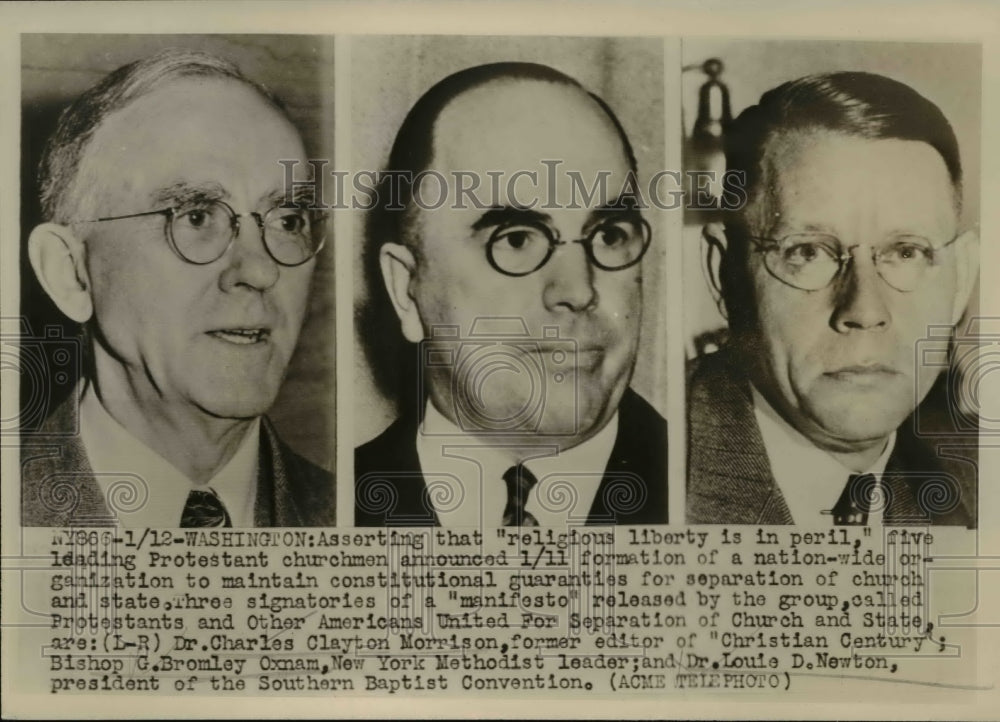 1948 Press Photo Dr Charles C. Morrison, Bishop G. Bromley Oxnam, - nee50522