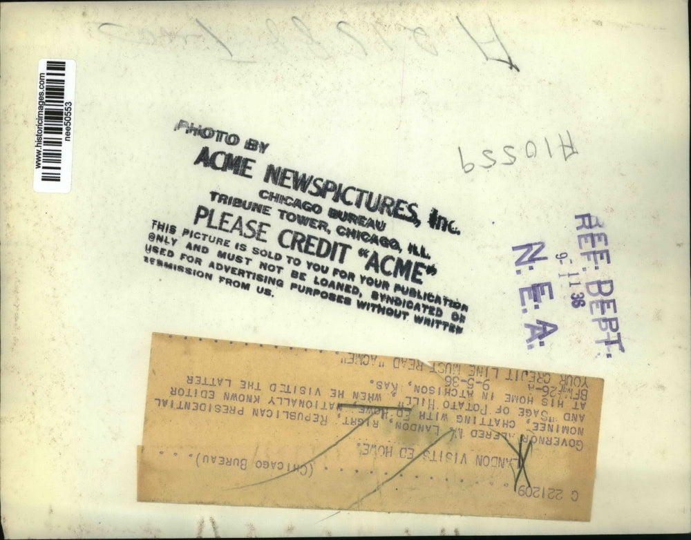 1936 Press Photo Ed Howe Governor Alfred M. Landon republican Presidential