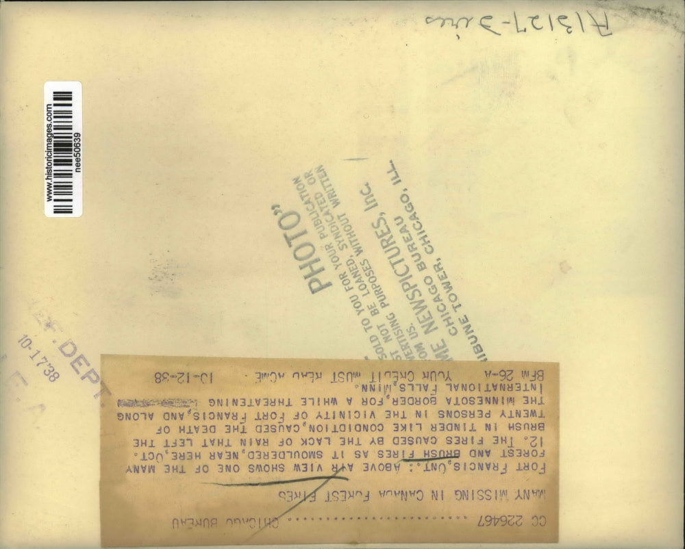 1938 Press Photo Fort Francis Ontario Canada Many Are Missing in Forest Fires