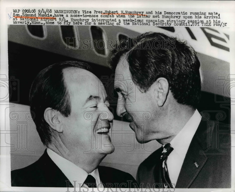 1958 Press Photo Washington Vice President Hubert Humphrey and Sen Edmund Muskie