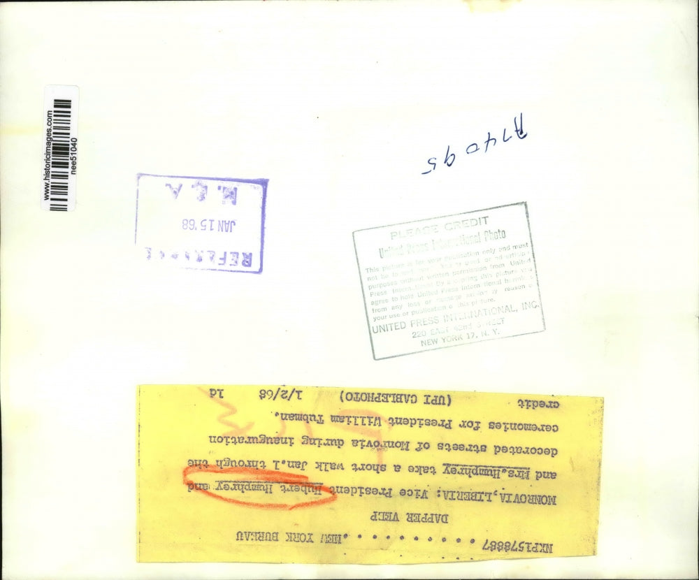 1968 Press Photo Monrovoa Liberia VP& Mrs Hubert Humphrey - nee51040