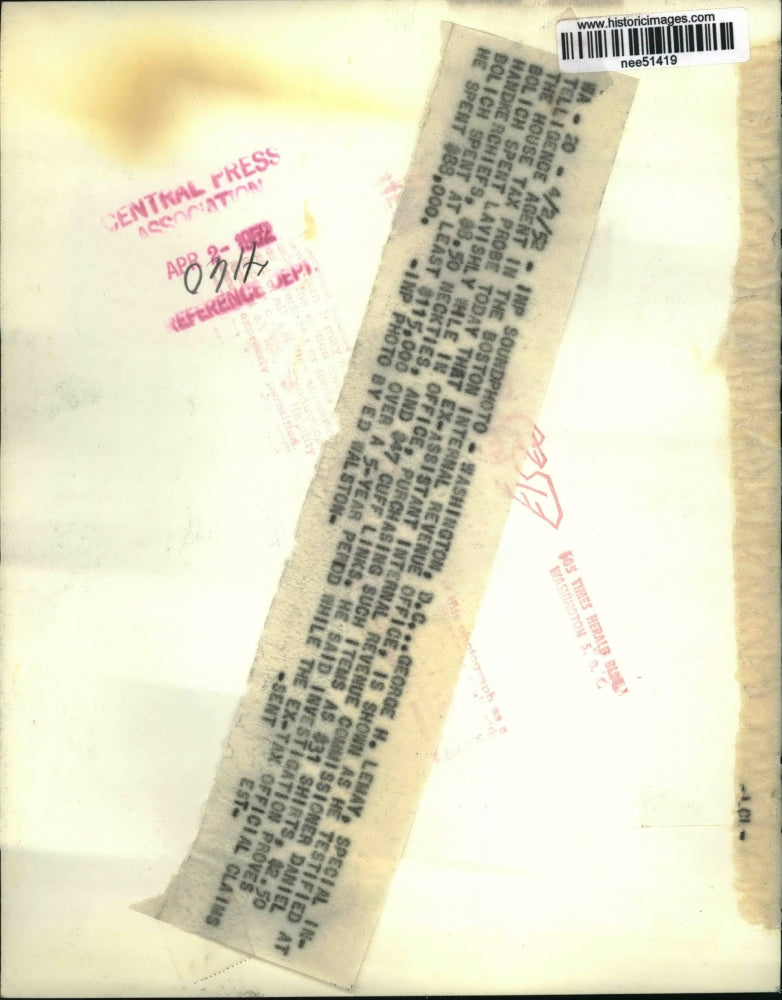 1952 Press Photo George H. Lemay, special intelligence agent for IRS.