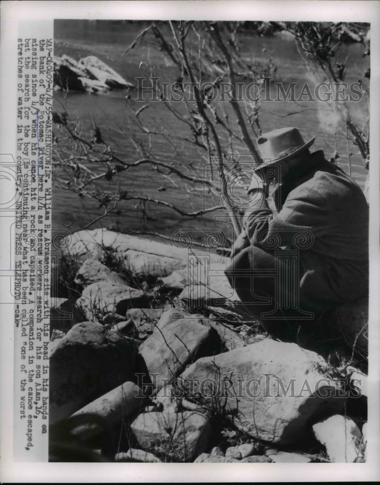 Load image into Gallery viewer, 1955 Press Photo Washington DC Dr William D Abramson sits with head in hands.
