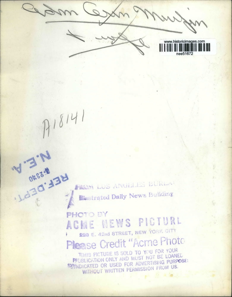 1940 Press Photo Adm. Erin Muifin & Wife - nee51672