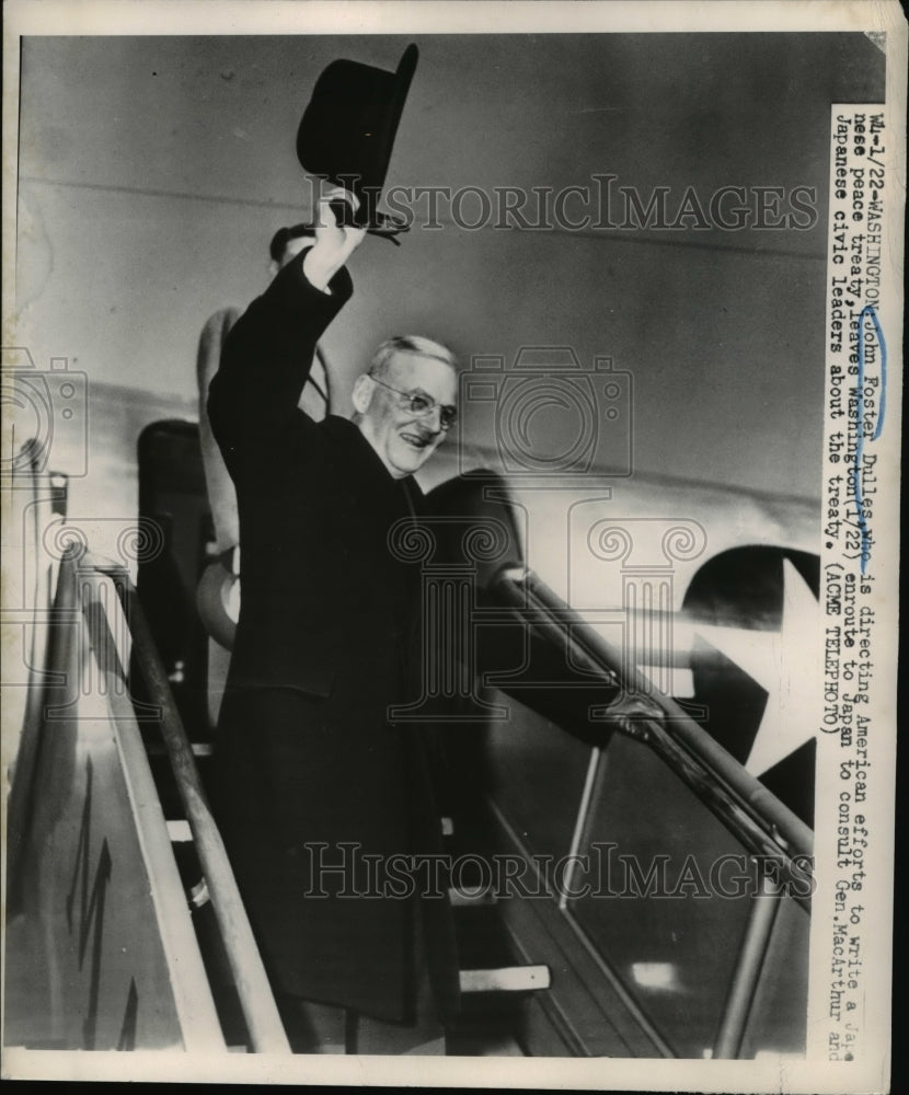 1951 Press Photo Senator John Foster Dulles Director of Japanese Peace Treaty