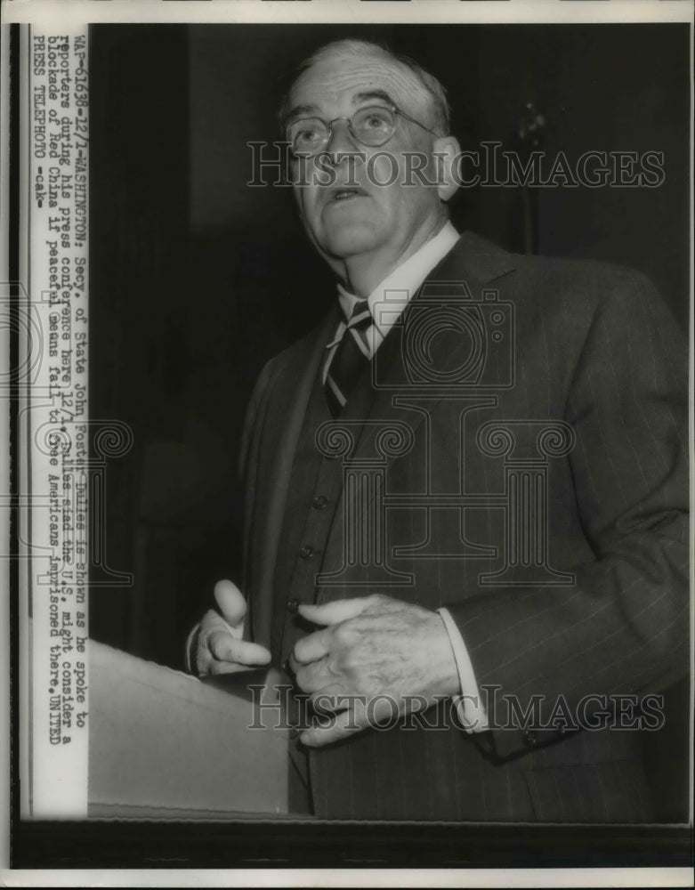 1954 Press Photo Sec of State John Foster Dulles at Press Conference WA