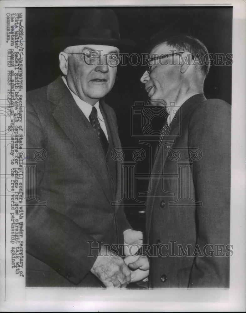 1954 Press Photo John Foster Dulles,Sec.of State and Undersecretary Walter Smith