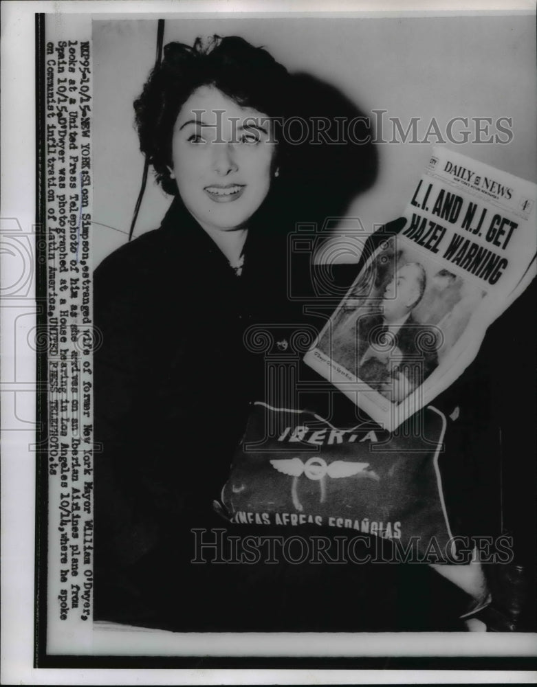 1954 Press Photo Sloan Simpson estranges wife of N.Y. Mayor William O'Dwyer.